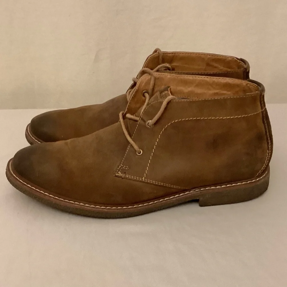 Lucky Brand 11.5 Chukka Leather Ankle Boots Brown Men’s Shoes Logo Lace Up
